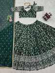FASHIONABLE JACQUARD THREAD SEQUENCE WORK LEHENGA CHOLI WITH DUPATTA WEDDING WEAR WHOLESALE PRICE ETHNIC GARMENT (4)