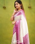 FASHIONABLE LICHI SILK JACQUARD WORK SAREE WITH UNSTITCHED BLOUSE WHOLESALE PRICE ETHNIC GARMENT (3)