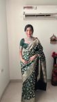 FASHIONABLE LINEN SLAB WEAING SAREE WITH UNSTITCHED BLOUSE FESTIVE WEAR WHOLESALE ETHNIC GARMENT (7)