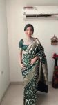 FASHIONABLE LINEN SLAB WEAING SAREE WITH UNSTITCHED BLOUSE FESTIVE WEAR WHOLESALE ETHNIC GARMENT (7)