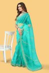 FASHIONABLE ORGANZA SILK SEQUENCE & ZARI MULTI WORK SAREE WITH UNSTITCHED BLOUSE FESTIVAL WEAR WHOLESALE PRICE ETHNICGARMENT (2)