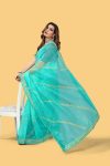 FASHIONABLE ORGANZA SILK SEQUENCE & ZARI MULTI WORK SAREE WITH UNSTITCHED BLOUSE FESTIVAL WEAR WHOLESALE PRICE ETHNICGARMENT (2)