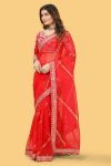 FASHIONABLE ORGANZA SILK SEQUENCE & ZARI MULTI WORK SAREE WITH UNSTITCHED BLOUSE FESTIVAL WEAR WHOLESALE PRICE ETHNICGARMENT (1)