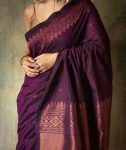 FASHIONABLE SOFT LICHI SILK JACQUARD WORK SAREE WITH UNSTITCHED BLOUSE WEDDING WEAR WHOLESALE PRICE ETHNIC GARMENT (2)