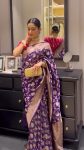 GEORGEOUS SOFT LICHI SILK  JACQUARD WORK SAREE WITH UNSTITCHED BLOUSE WINE