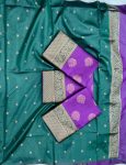 GEORGEOUS SOFT LICHI SILK JACQUARD WORK SAREE WITH UNSTITCHED BLOUSE WEDDING WEAR WHOLESALE PRICE ETHNIC GARMENT (1)