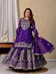 GORGEOUS CHINON SILK EMBROIDERY WITH SEQUENCE, ZARI WORK TOP LEHENGA WITH DUPATTA PARTY WEAR WHOLESALE PRICE ETHNIC GARMENT (4)