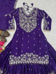 GORGEOUS CHINON SILK EMBROIDERY WITH SEQUENCE, ZARI WORK TOP LEHENGA WITH DUPATTA PARTY WEAR WHOLESALE PRICE ETHNIC GARMENT (4)