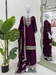 GORGEOUS CHINON SILK THREAD WITH SEQUENCE WORK TOP PALAZZO WITH DUPATTA FESTIVE WEAR WHOLESALE PRICE ETHNIC GARMENT (3)