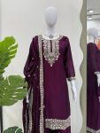 GORGEOUS CHINON SILK THREAD WITH SEQUENCE WORK TOP PALAZZO WITH DUPATTA FESTIVE WEAR WHOLESALE PRICE ETHNIC GARMENT (3)