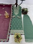 GORGEOUS FAUX GEORGETTE EMBROIDERY SEQUENCE WORK TOP PALAZZO WITH DUPATTA FESTIVE WEAR WHOLESALE PRICE ETHNIC GARMENT (8)