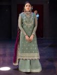 GORGEOUS FAUX GEORGETTE EMBROIDERY SEQUENCE WORK TOP PALAZZO WITH DUPATTA FESTIVE WEAR WHOLESALE PRICE ETHNIC GARMENT (8)