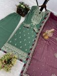 GORGEOUS FAUX GEORGETTE EMBROIDERY SEQUENCE WORK TOP PALAZZO WITH DUPATTA FESTIVE WEAR WHOLESALE PRICE ETHNIC GARMENT (8)