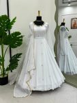 GORGEOUS GEORGETTE HAND WORK GOWN BOTTOM WITH DUPATTA PARTY WEAR WHOLESALE PRICE ETHNIC GARMENT (2)