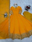 GORGEOUS GEORGETTE THREAD WITH SEQUENCE WORK GOWN BOTTOM WITH DUPATTA FESTIVE WEAR WHOLESALE PRICE ETHNIC GARMENT (7)