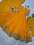 GORGEOUS GEORGETTE THREAD WITH SEQUENCE WORK GOWN BOTTOM WITH DUPATTA FESTIVE WEAR WHOLESALE PRICE ETHNIC GARMENT (7)