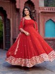 GORGEOUS GEORGETTE THREAD WITH SEQUENCE WORK GOWN BOTTOM WITH DUPATTA FESTIVE WEAR WHOLESALE PRICE ETHNIC GARMENT (4)