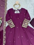 GORGEOUS GEORGETTE THREAD WITH SEQUENCE WORK GOWN BOTTOM WITH DUPATTA FESTIVE WEAR WHOLESALE PRICE ETHNIC GARMENT (2)