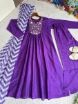 GORGEOUS MUSLIN SILK EMBROIDERY WORK ANARKALI TOP BOTTOM WITH DUPATTA FESTIVE WEAR WHOLESALE PRICE ETHNIC GARMENT (4)