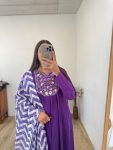 GORGEOUS MUSLIN SILK EMBROIDERY WORK ANARKALI TOP BOTTOM WITH DUPATTA FESTIVE WEAR WHOLESALE PRICE ETHNIC GARMENT (4)
