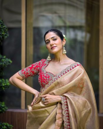 GORGEOUS ZOYA GOLD SOFT TISSUE SEQUENCE AND CODING EMBROIDERY WORK SAREE WITH UNSTITCHED BLOUSE GOLD