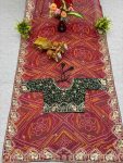 LATEST BANDHEJ PRINTED WITH PITHA & GOTA PATTI WORK SAREE WITH UNSTITCHED BLOUSE FESTIVE WEAR WHOLESALE PRICE ETHNIC GARMENT (7)