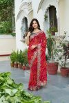 LATEST BANDHEJ PRINTED WITH PITHA & GOTA PATTI WORK SAREE WITH UNSTITCHED BLOUSE FESTIVE WEAR WHOLESALE PRICE ETHNIC GARMENT (7)