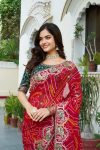 LATEST BANDHEJ PRINTED WITH PITHA & GOTA PATTI WORK SAREE WITH UNSTITCHED BLOUSE FESTIVE WEAR WHOLESALE PRICE ETHNIC GARMENT (7)