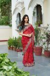 LATEST BANDHEJ PRINTED WITH PITHA & GOTA PATTI WORK SAREE WITH UNSTITCHED BLOUSE FESTIVE WEAR WHOLESALE PRICE ETHNIC GARMENT (7)