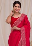 LATEST BLOOMING VICHITRA EMBROIDERY ZARI THREAD WORK SAREE WITH UNSTITCHED BLOUSE DAILY WEAR WHOLESALE PRICE ETHNIC GARMENT (11)