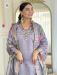 LATEST CHANDERI SILK EMBROIDERY WORK TOP BOTTOM WITH DUPATTA FESTIVE WEAR WHOLESALE PRICE ETHNIC GARMENT (4)