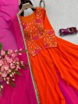 LATEST CHINON EMBROIDERY CODING THREAD SEQUENCE WORK GOWN WITH DUPATTA PARTY WEAR WHOLESALE PRICE ETHNIC GARMENT (5)