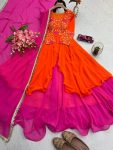 LATEST CHINON EMBROIDERY CODING THREAD SEQUENCE WORK GOWN WITH DUPATTA PARTY WEAR WHOLESALE PRICE ETHNIC GARMENT (5)