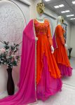 LATEST CHINON EMBROIDERY CODING THREAD SEQUENCE WORK GOWN WITH DUPATTA PARTY WEAR WHOLESALE PRICE ETHNIC GARMENT (5)