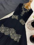 LATEST GEORGETTE EMBROIDERY BEADS WORK TOP PALAZZO WITH DUPATTA FESTIVE WEAR WHOLESALE PRICE ETHNIC GARMENT (2)
