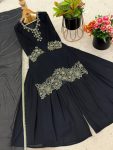 LATEST GEORGETTE EMBROIDERY BEADS WORK TOP PALAZZO WITH DUPATTA FESTIVE WEAR WHOLESALE PRICE ETHNIC GARMENT (2)