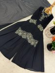 LATEST GEORGETTE EMBROIDERY BEADS WORK TOP PALAZZO WITH DUPATTA FESTIVE WEAR WHOLESALE PRICE ETHNIC GARMENT (2)