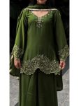 LATEST GEORGETTE EMBROIDERY BEADS WORK TOP PALAZZO WITH DUPATTA GREEN