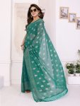 LATEST GEORGETTE SILK PLAIN SAREE WITH FOIL WORK SAREE WITH UNSTITCHED BLOUSE RAMA