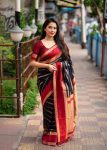LATEST LICHI SILK  JACQUARD WORK  SAREE WITH UNSTITCHED BLOUSE BLUE