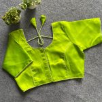 LATEST MALAI SATIN PLAIN STITCHED BLOUSE PARROT GREEN