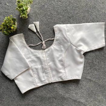 LATEST MALAI SATIN PLAIN STITCHED BLOUSE WHITE