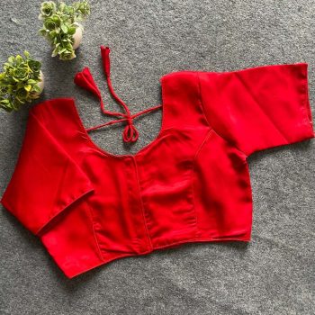 LATEST MALAI SATIN PLAIN STITCHED BLOUSE RED