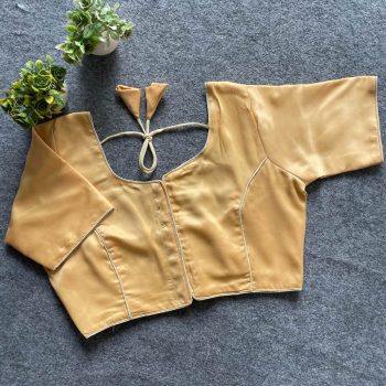 LATEST MALAI SATIN PLAIN STITCHED BLOUSE CREAM