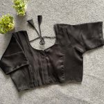 LATEST MALAI SATIN PLAIN STITCHED BLOUSE BLACK