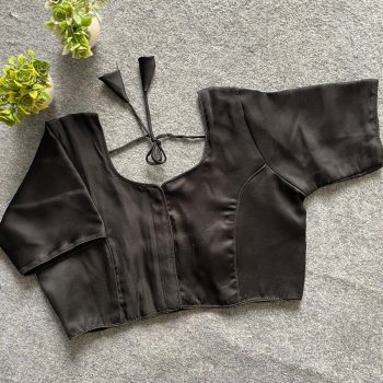 LATEST MALAI SATIN PLAIN STITCHED BLOUSE BLACK