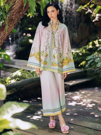 LATEST NATURAL CREPE DIGITAL PRINT WORK TOP PALAZZO SET MULTI