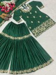 LATEST NATURAL CREPE SEQUENCE EMBROIDERY WORK TOP SHARARA WITH DUPATTA FESTIVE WEAR WHOLESALE PRICE ETHNIC GARMENT (3)