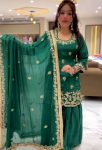 LATEST NATURAL CREPE SEQUENCE EMBROIDERY WORK TOP SHARARA WITH DUPATTA FESTIVE WEAR WHOLESALE PRICE ETHNIC GARMENT (3)