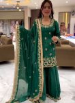 LATEST NATURAL CREPE SEQUENCE EMBROIDERY WORK TOP SHARARA WITH DUPATTA FESTIVE WEAR WHOLESALE PRICE ETHNIC GARMENT (3)